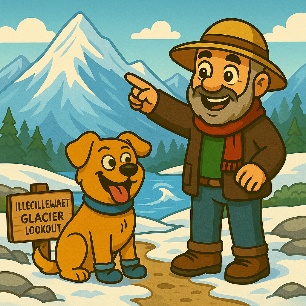 Harley & Dad in BC, mountains background