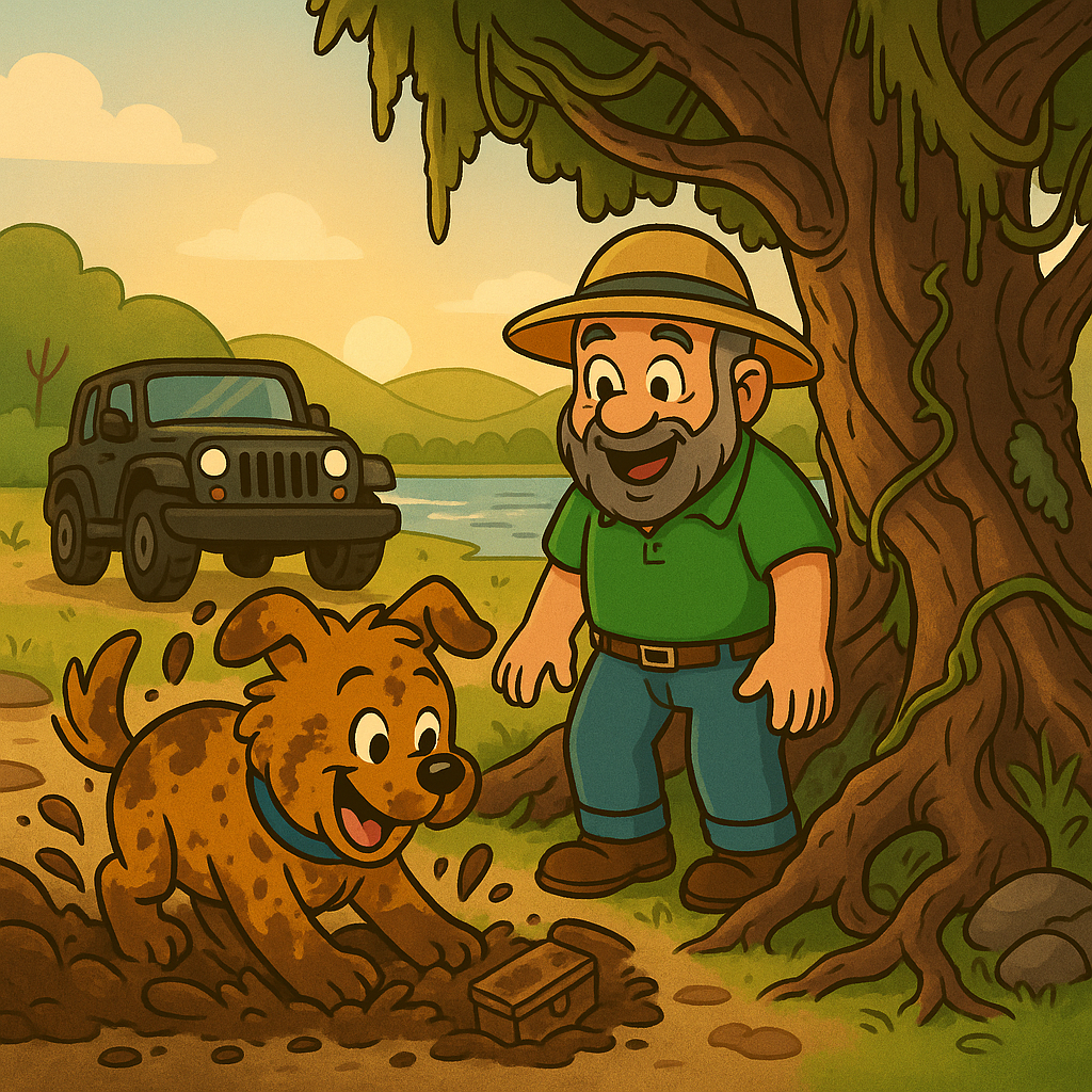 Harley and Dad Finding Treasure