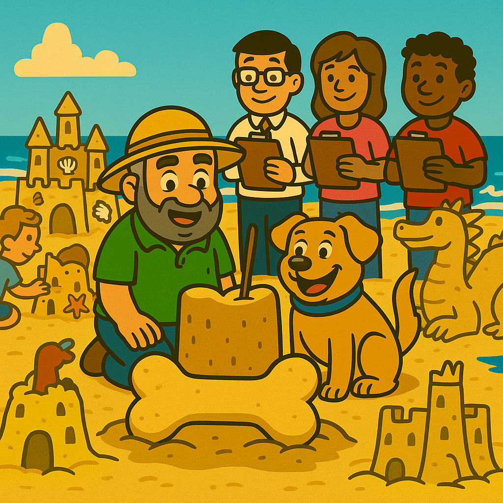 Harley & Dad building sandcastles