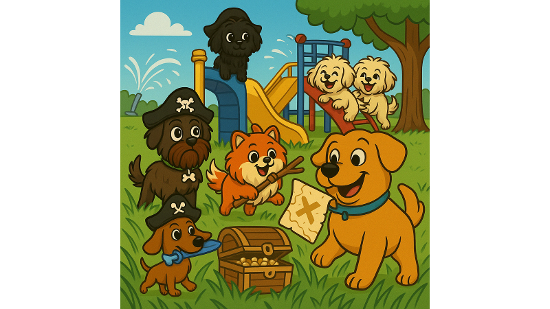 The dog park, friends, wagging tails.